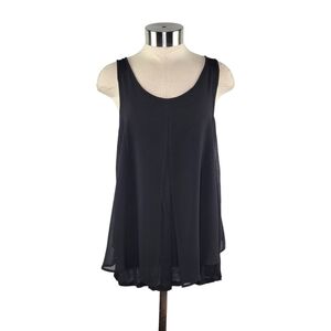 Kensie Women's Black Layered Lightweight Tank Top Size S Jersey Knit & Chiffon